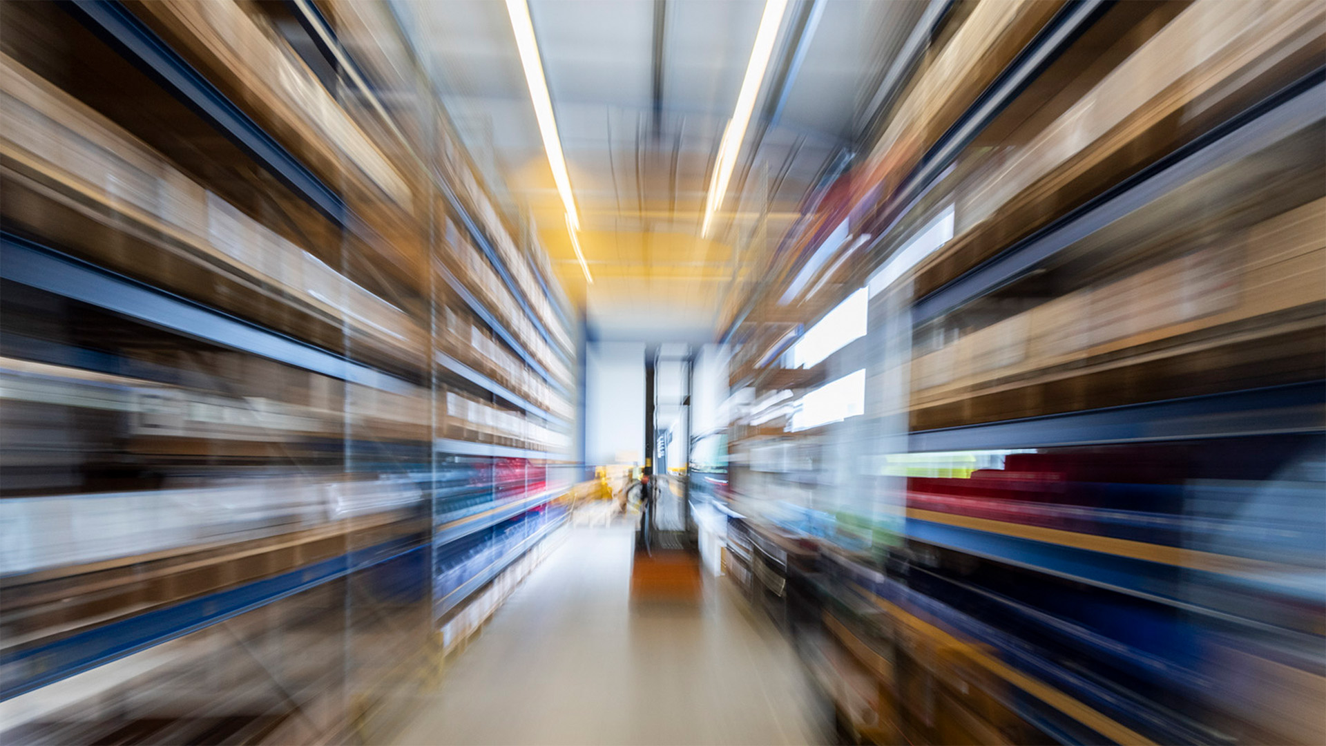 Genesis Spare Parts Warehouse Warehouse aisles at Genesis with stored spare and wear parts