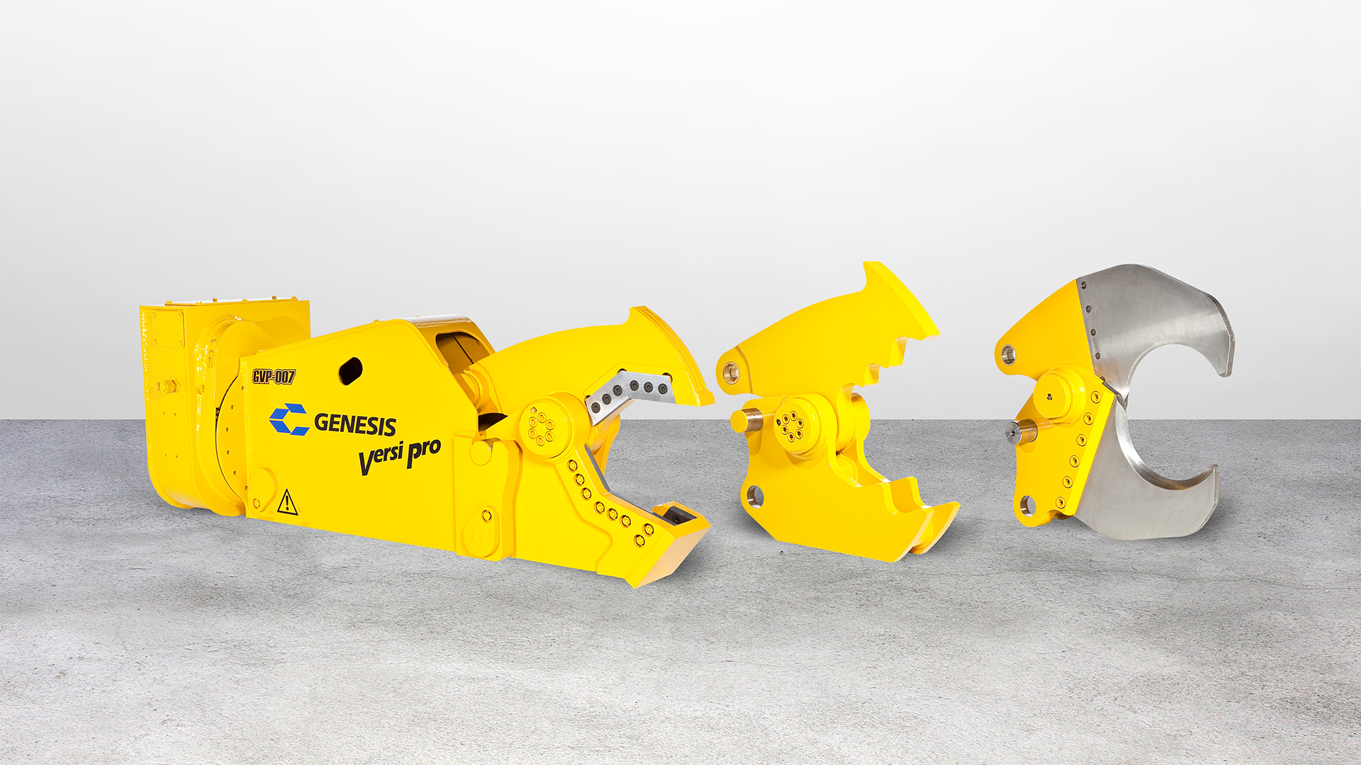 Genesis GVP 07 multi-purpose demolition shear with three manually interchangeable jaw options