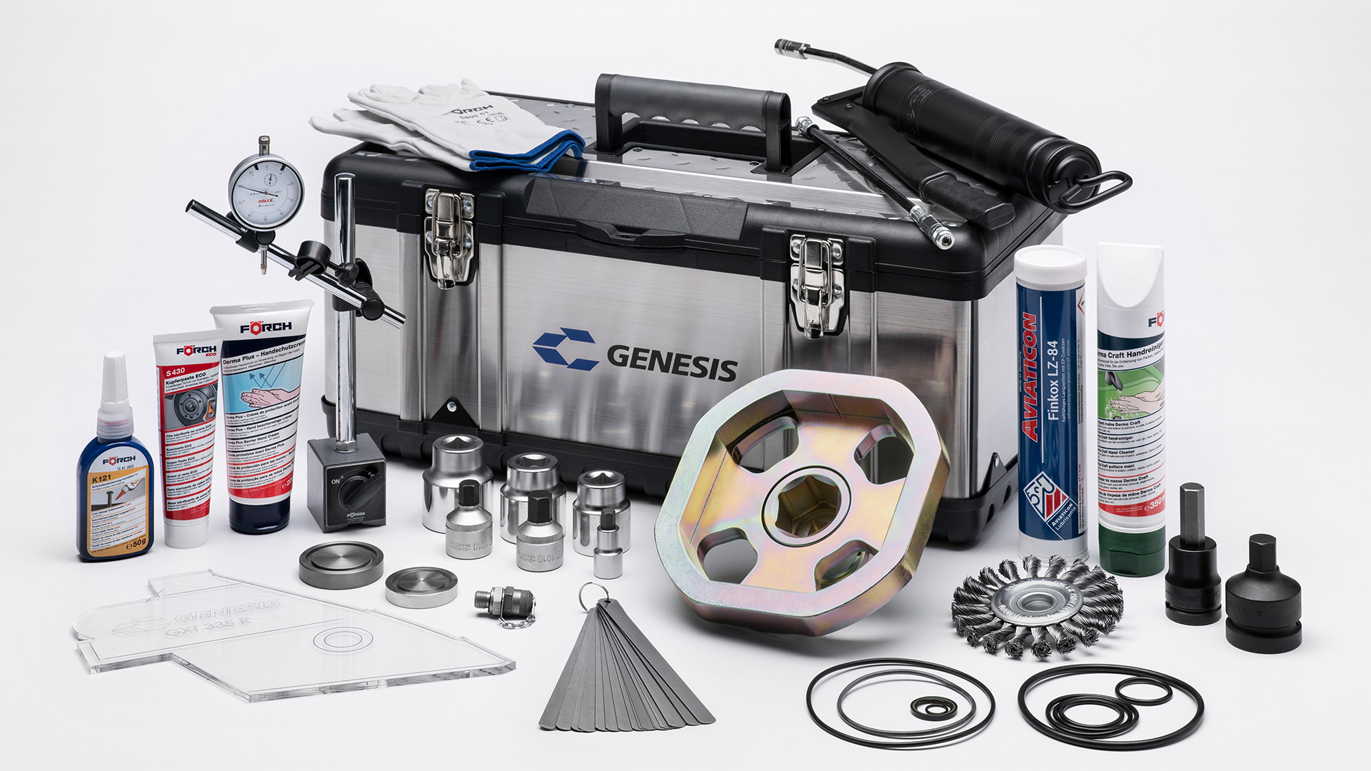 Genesis Service Kit für hydraulische Scheren Genesis Service Kit mit Werkzeugen, Messmitteln und Wartungszubehör für hydraulische Scheren