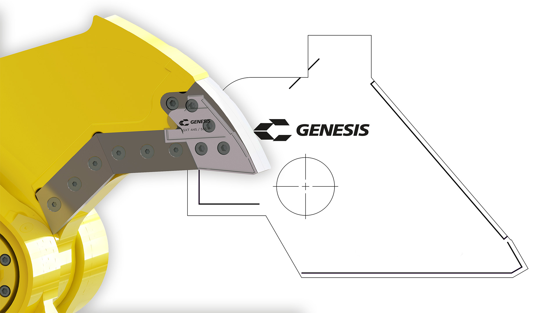 Genesis Verschleißschablone für hydraulische Scheren Genesis Verschleißschablone zur Kontrolle des Verschleißes am Scherenmaul einer hydraulischen Schere
